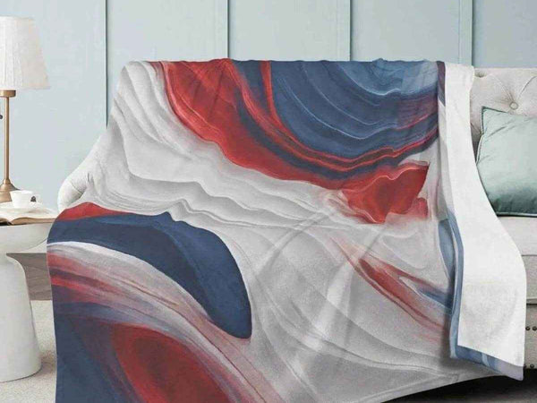 Patriotic Abstract Blanket | Red White Blue Fleece Throw