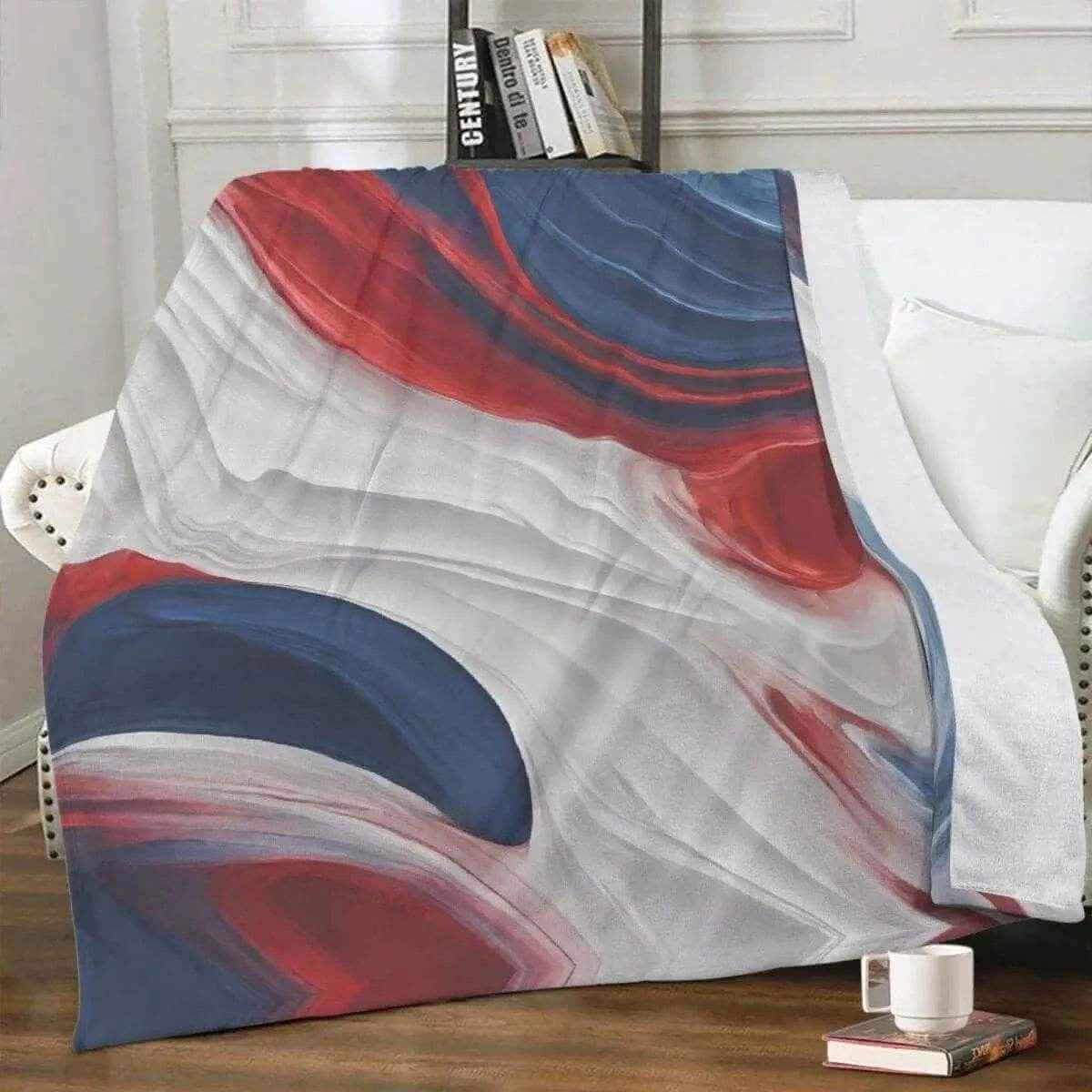 Red White Blue Abstract Fleece Throw