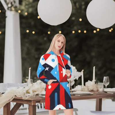 Womens Patriotic Hoodie Dress Main Perspective | Our Phoenix Rise