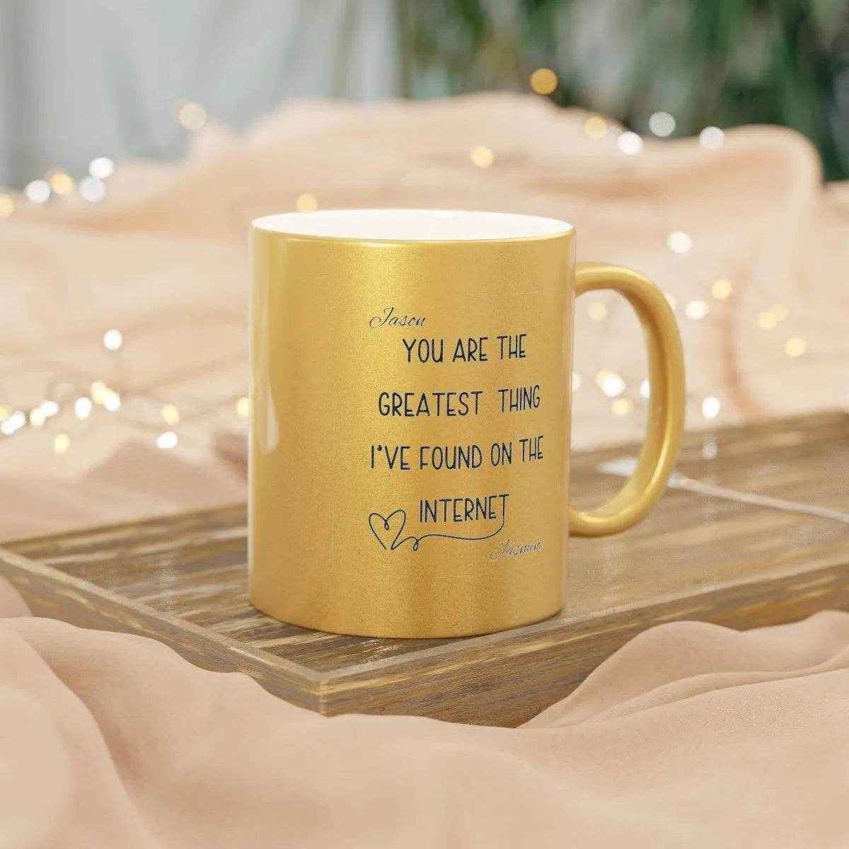 Personalized Metallic Mug - Romantic Wedding or Valentines Gift for