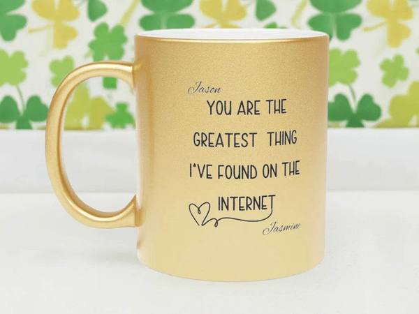 Personalized Metallic Mug - Romantic Wedding or Valentine’s Gift for Gamers - Iron Phoenix GHG