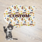 Personalized Fish Shaped Cat Mat with Tiger Print - On Wooden Floor | Our Phoenix Rise