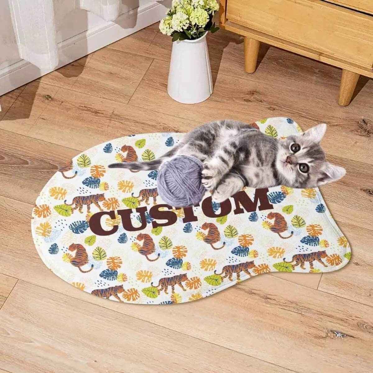 Personalized Fish Shaped Cat Mat