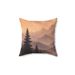 Rustic Mountain Throw Pillow - Square Cushion with Evergreen Tree Print - Detail 24 | Our Phoenix Rise
