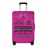 Pink Gamer Family Rules Luggage Cover - Front View | Our Phoenix Rise