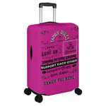Pink Gamer Family Rules Luggage Cover - Detail View | Our Phoenix Rise