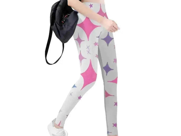 Pink Starburst Print Leggings | Cute Jester Yoga Game Tights