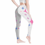 Pink Starburst Print Leggings Cute Jester Yoga Game Tights Detailed View 2 | Our Phoenix Rise