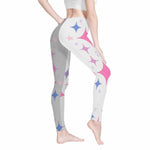 Pink Starburst Print Leggings | Cute Jester Yoga Game Tights - Iron Phoenix GHG