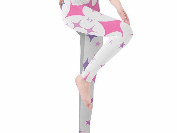 Pink Starburst Print Leggings | Cute Jester Yoga Game Tights - Iron Phoenix GHG