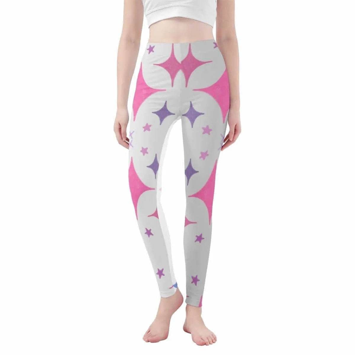 Pink Star Print Leggings Pink/Purple XS-3XL Pink XS-3XL