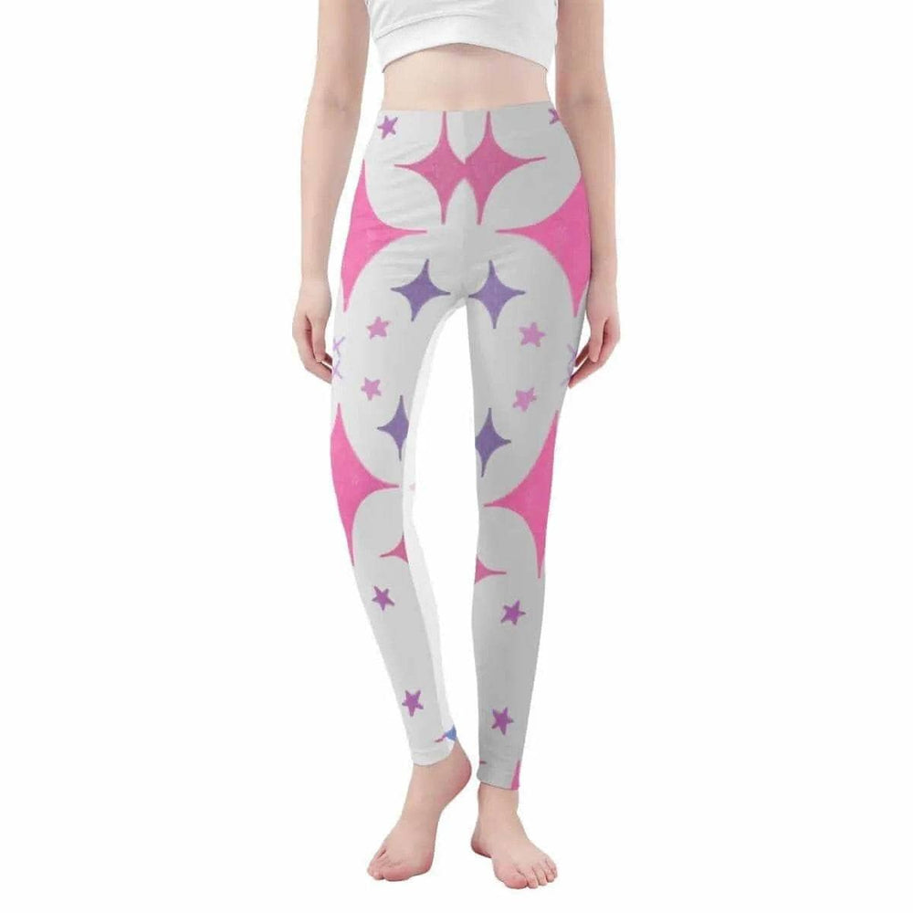 Pink Star Print Leggings Pink/Purple XS-3XL Pink XS-3XL