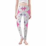 Pink Starburst Print Leggings | Cute Jester Yoga Game Tights - Iron Phoenix GHG