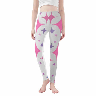 Pink Starburst Print Leggings | Cute Jester Yoga Game Tights - Iron Phoenix GHG