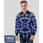 Gaming Bomber Jacket Pixel Print - Purple Geometric Pattern Detail | Our Phoenix Rise
