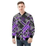 Gaming Bomber Jacket Pixel Print - Blue Geometric Pattern Detail | Our Phoenix Rise