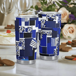 Geometric Travel Mug - Blue Matrix Design Lid Detail | Our Phoenix Rise