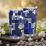 Geometric Travel Mug - Blue Matrix Design Group Shot | Our Phoenix Rise