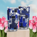 Geometric Travel Mug - Blue Matrix Design Bottom View | Our Phoenix Rise