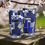 Geometric Travel Mug - Blue Matrix Design In Car Cup Holder | Our Phoenix Rise