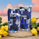 "Blue Matrix" Geometric Travel Mug | Iron Phoenix GHG - Iron Phoenix GHG