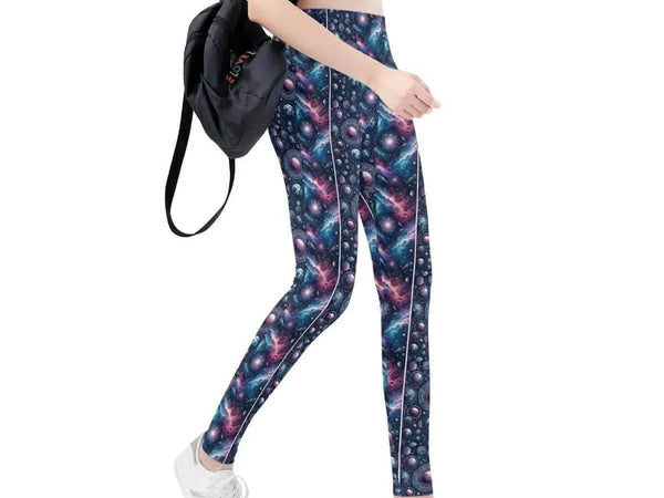 Cosmic Planets Print Leggings | Sci-Fi Yoga Gaming Tights - Iron Phoenix GHG