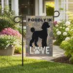 Poodle Silhouette Garden Flag - Hanging from a Standard Garden Stand | Our Phoenix Rise