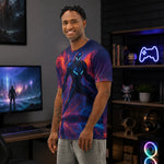 Futuristic Gamer Graphic T-Shirt - Blue lifestyle shot on model | Our Phoenix Rise