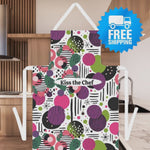Purple Geometric apron with Kiss the Chef
