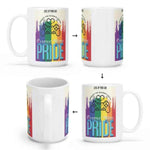 Pride Gaming Coffee Mug - front angle, gaming with pride design | Our Phoenix Rise