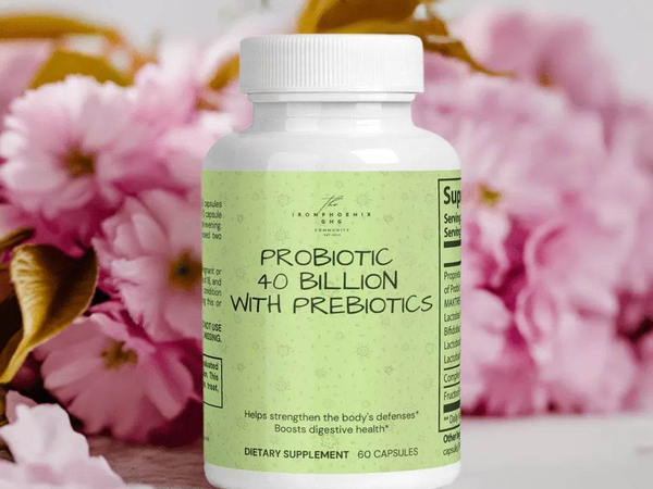 Probiotic Supplement - 40 Billion CFU, 4 Strains, Prebiotics Added - Iron Phoenix GHG