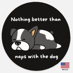 Sleeping Dog Lover Round Wood Sign - Black sleeping puppy design | Our Phoenix Rise