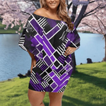 "Matrix" Geometric Print Off-the-Shoulder Dress| Iron Phoenix GHG - Iron Phoenix GHG