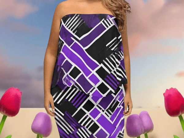 "Matrix" Geometric Print Off-the-Shoulder Dress| Iron Phoenix GHG - Iron Phoenix GHG