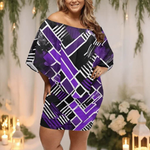 Matrix Geometric Print Off-the-Shoulder Dress Detailed View 11 | Our Phoenix Rise