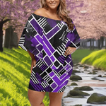 Matrix Geometric Print Off-the-Shoulder Dress Detailed View 8 | Our Phoenix Rise