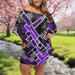 Matrix Geometric Print Off-the-Shoulder Dress Detailed View 4 | Our Phoenix Rise