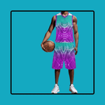 Abstract Athletic Short Set Purple Teal - Close up jersey pattern | Our Phoenix Rise