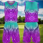 Abstract Athletic Short Set Purple Teal - Man on golf course | Our Phoenix Rise