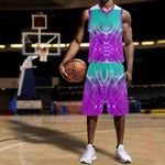 Abstract Athletic Short Set Purple Teal - Shorts front detail | Our Phoenix Rise