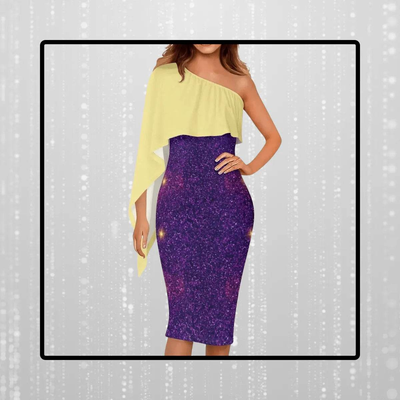 "Cosmic Flare" One-Shoulder Formal Dress - Perfect Gift for Gamers - Iron Phoenix GHG