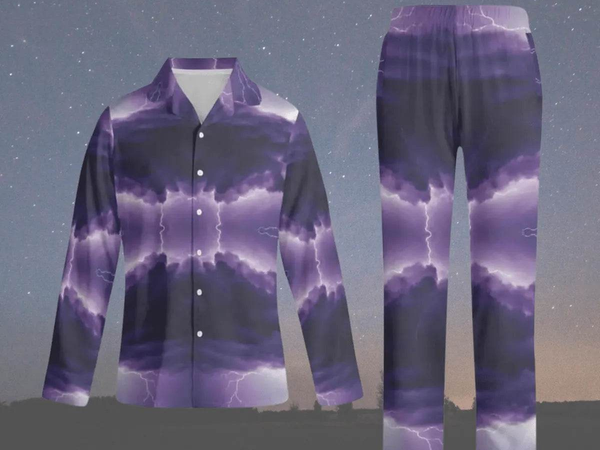 Purple Geometric Pajama Set | Modern Gamer Loungewear - Iron Phoenix GHG