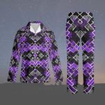 Purple Geometric Pajama Set | Modern Gamer Loungewear - Iron Phoenix GHG
