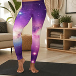 Purple Galaxy Print Leggings - Close up of nebula pattern on legs | Our Phoenix Rise