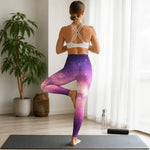Purple Galaxy Print Leggings - Lifestyle view of woman in gym setting | Our Phoenix Rise