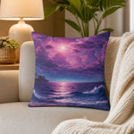 Purple Seascape Throw Pillow - Living Room Sofa Lifestyle | Our Phoenix Rise
