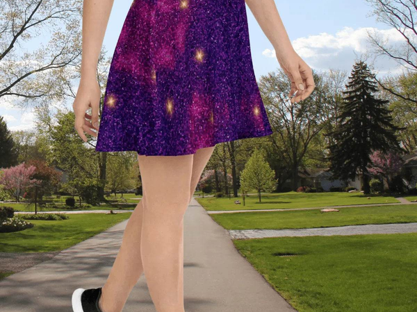 Cosmic Purple Galaxy Skater Skirt | Iron Phoenix GHG - Iron Phoenix GHG