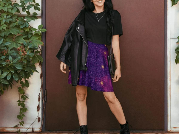 Cosmic Purple Galaxy Skater Skirt | Iron Phoenix GHG - Iron Phoenix GHG
