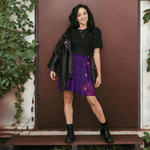 Cosmic Purple Galaxy Skater Skirt Detailed View 2 | Our Phoenix Rise