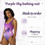 Purple Gradient One Piece Swimsuit - Back View Low Scoop Detail - Detail 14 | Our Phoenix Rise